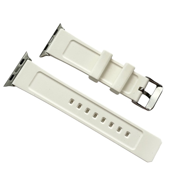 NEW WHITE Silicone Band w/ Buckle Apple Watch 38/40/41mm M/L - Picture 4 of 7